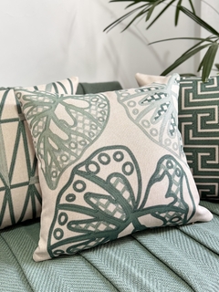 kit 4 Capas de Almofadas Linho Broderie Folhagens Verde - loja online