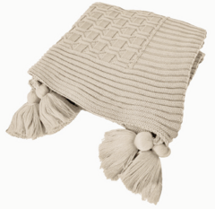 Manta em Tricot Diamond com Tassel Natural 1.80x0.90