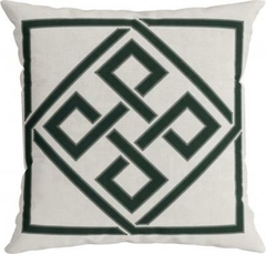 Capa de Almofada Veludo Luxo Brasão Verde e Off White