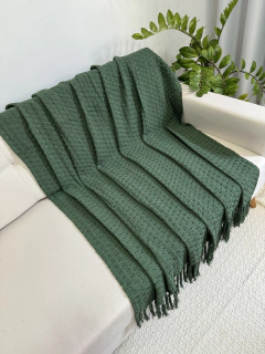 Manta em Algodão Colmeia Verde Escuro - comprar online