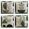 kit 4 Capas de Almofadas Linho Boho Folhagens Verde e Bege