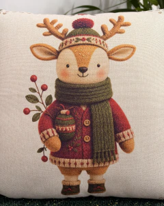 Capa de Almofada Linho Rena Natal - comprar online