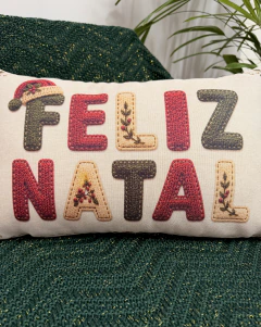 Capa de Almofada Retangular Linho Feliz Natal - comprar online