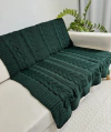 Manta em Tricot Trançada Verde Militar 1.80x0.90