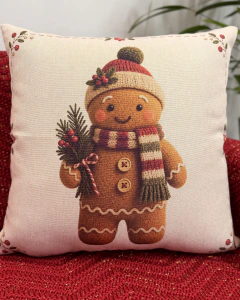 Capa de Almofada Linho Biscoito de Natal