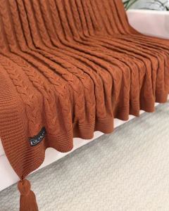 Manta em Tricot Siena Terracota com Tassel 1.70x1.30 na internet