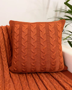 Capa de Almofada em Tricot Siena Terracota