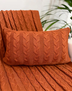 Capa de Almofada Retangular em Tricot Siena Terracota