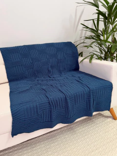 Manta em Tricot Cestino Azul Profundo 1.80x0.90 - comprar online