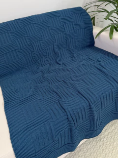 Manta em Tricot Cestino Azul Profundo 1.80x0.90 na internet