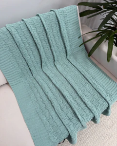 Manta em Tricot Diamond com Tassel Verde Menta Claro 1.80x0.90 - Le Fran Home Decor 