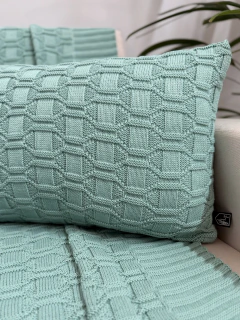 Capa de Almofada Retangular em Tricot Diamond Verde Menta Claro - comprar online