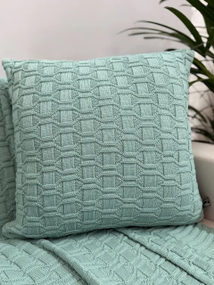 Capa de Almofada em Tricot Diamond Verde Menta Claro