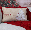 Capa de Almofada Retangular Bordada Feliz Natal