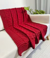 Manta em Tricot Vermelha com Fios Dourados Natalina 1.80x0.90