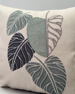 Capa de Almofada Linho Grande Com Aplique Boucle Costelas Verde Menta na internet