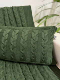 Capa de Almofada Retangular em Tricot Siena Verde Escuro - comprar online
