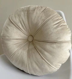 Almofada Redonda Veludo Marfim - comprar online