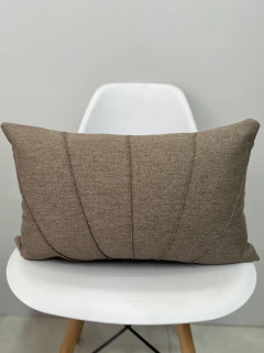 Capa Retangular Drapeada Leque em Linho Marrom Taupe - comprar online
