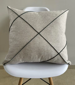 Capa de Almofada Drapeada Linhão Bege e Verde