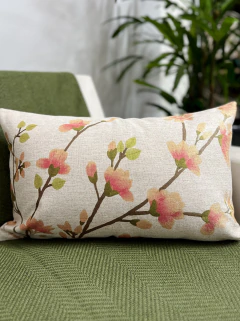 Capa de Almofada Retangular Linhão Flores Rosa - comprar online