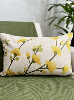 Capa de Almofada Retangular Linhão Flores Amarela - comprar online