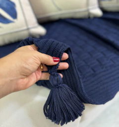 Manta em Tricot Diamond com Tassel Azul Marinho 1.80x0.90 na internet