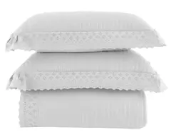 Kit Colcha Serena Bordado Inglês King 300 fios Branco na internet