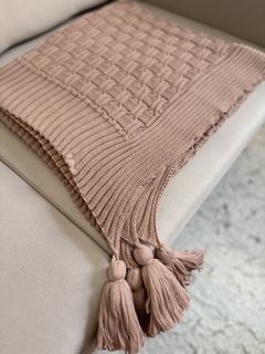 Manta em Tricot Diamond com Tassel Rose 1.80x0.90 - Le Fran Home Decor 