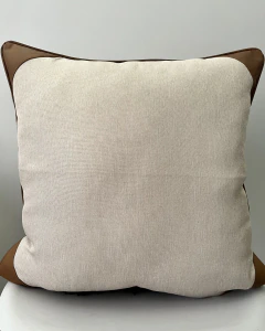 Capa de Almofada Linho Pontas Corino Caramelo 50x50