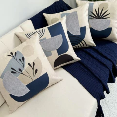 kit 4 Capas de Almofadas Linho e Boucle Boho Azul, Bege e Cinza na internet