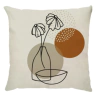 Capa de Almofada Suede Boho Vaso Margarida Terracota e Bege