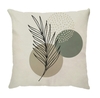 Capa de Almofada Suede Boho Folha Coqueiro Verde e Bege