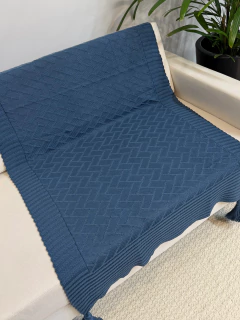 Manta em Tricot Link com Tassel Azul Jeans 1.80x0.90 na internet