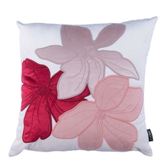 Capa de Almofada Bordada Flores Rose e Bordo