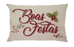 Capa de Almofada Retangular Linho Boas Festas