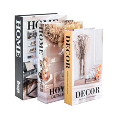 Kit 3 Caixa Livro Decorativo Porta Objetos Home Decor Moderno