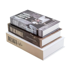 Kit 3 Caixa Livro Decorativo Porta Objetos Design Rústico Mármore - comprar online