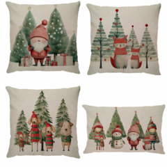 Kit 4 Capas de Almofadas Linho Contos de Natal - comprar online