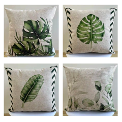 kit 4 Capas de Almofadas Linhão Folhagens Verde - comprar online