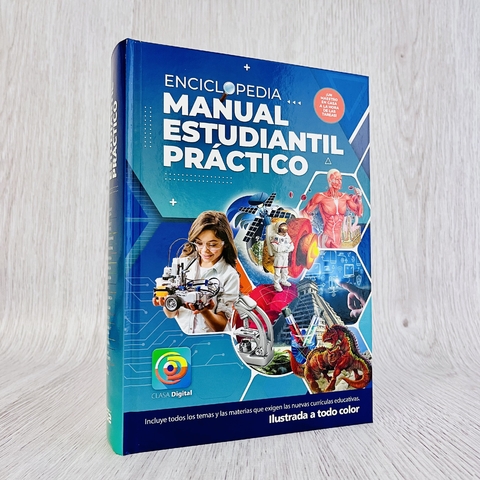 Portada del Manual práctico estudiantil, un libro ilustrado que incluye diversas temáticas educativas.