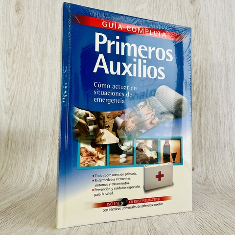 Portada de la guía completa de primeros auxilios con instrucciones sobre cómo actuar en emergencias.