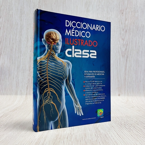 Portada del Diccionario Médico Ilustrado Clasa con imagen del sistema nervioso humano y texto descriptivo