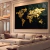 Quadro Mapa Mundi 3d Dourado Black
