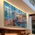 Quadro Decorativo Deck Madeira Mar Com Por Do Sol
