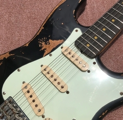 Guitarra Elétrica Stratocaster Custom Shop Black Aged Relic Replica Chinesa na internet
