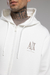 BLUSA MOLETOM A|X EM ZIPER E CAPUZ COM LOGO MARCA ICON BORDADO - BRANCO