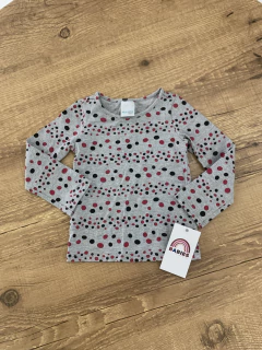 Blusa manga longa cinza - poazinho preto e rosa (Malwee) - comprar online