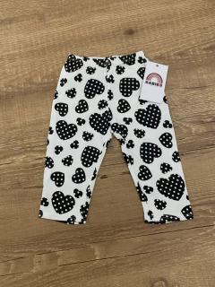 Calça legging preto e branco - corações - comprar online