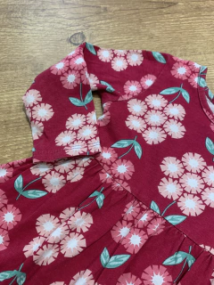 Vestido manga longa rosa com flores e pompom (Kyly) - Babies Move Brecho